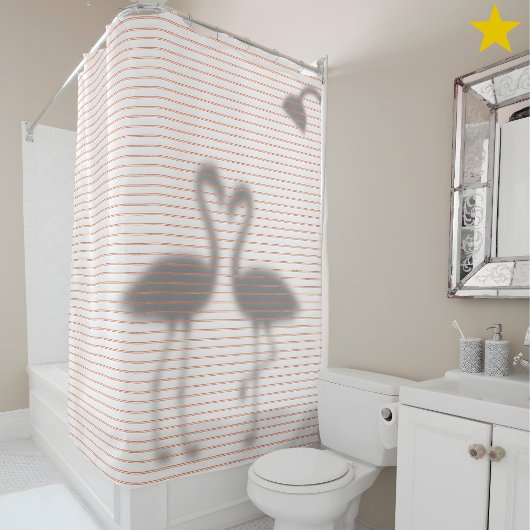 Grappige Flamingo Schaduw Roze Streep Douchegordijn