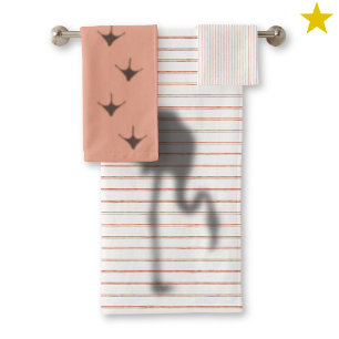 Grappige Flamingo Schaduw Roze Streep Voetafdruk Bad Handdoek