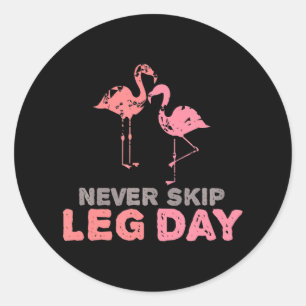 Grappige Flamingo Sla nooit Been Day Ronde Sticker