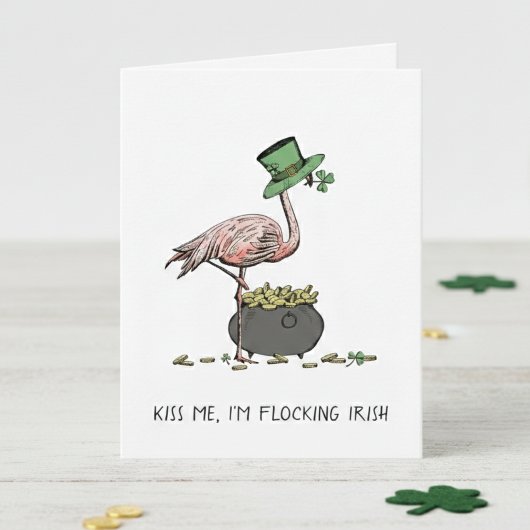 Grappige Flamingo St. Patrick's Dag Kaart