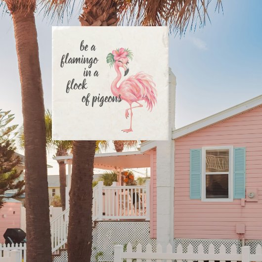 Grappige Flamingo Tropisch Strand Stenen Onderzetter
