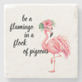 Grappige Flamingo Tropisch Strand Stenen Onderzetter (Voorkant)
