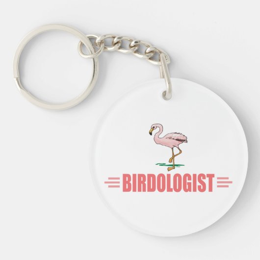 Grappige Flamingo Vogelspotten Sleutelhanger (Voorkant)