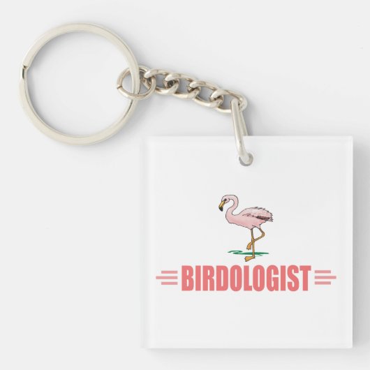 Grappige Flamingo Vogelspotten Sleutelhanger (voorkant)