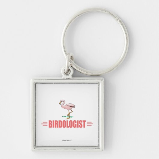 Grappige Flamingo Vogelspotten Sleutelhanger (Voorkant)