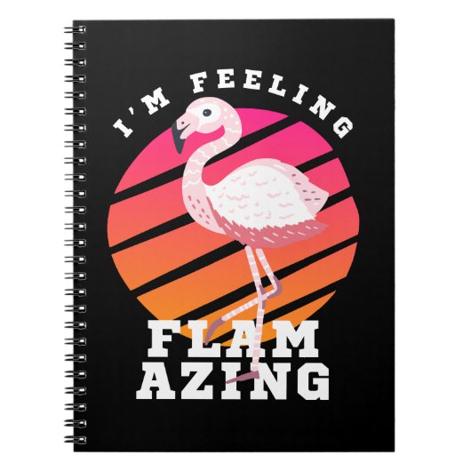 Grappige Flamingo Woordgrap Voelend Vlammend Notitieboek (Voorkant)