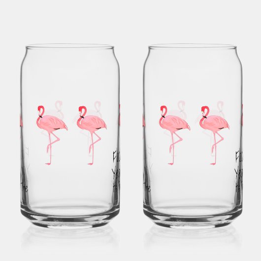 Grappige Flamingo's Vliegen Ja Klustijd Blikvorm Glas (Links)