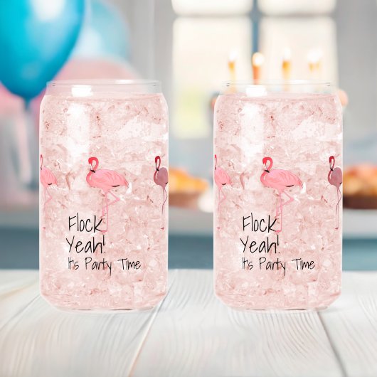 Grappige Flamingo's Vliegen Ja Klustijd Blikvorm Glas (Insitu (Baby Shower))