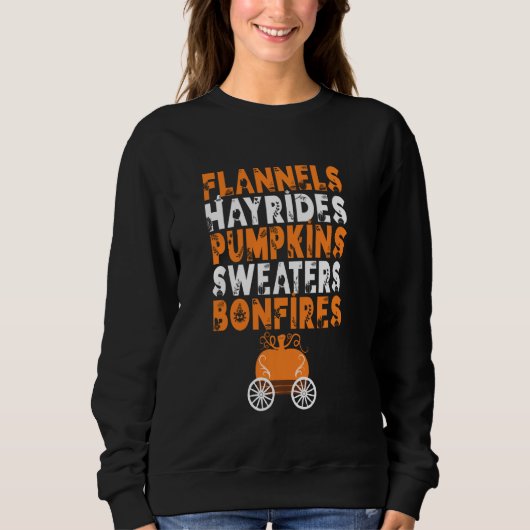 Grappige Flannels Hayrides Pompoenen Sweaters Bonf (Voorkant)