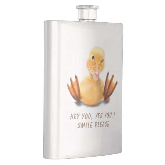 Grappige Flask met Happy Duck - aangepaste tekst Flacon (Rechts)