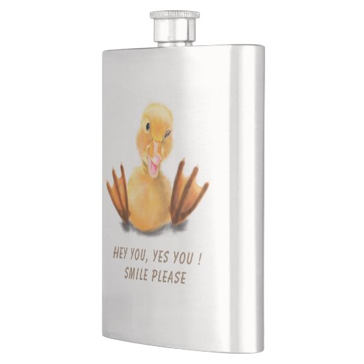 Grappige Flask met Happy Duck - aangepaste tekst Flacon (Links)