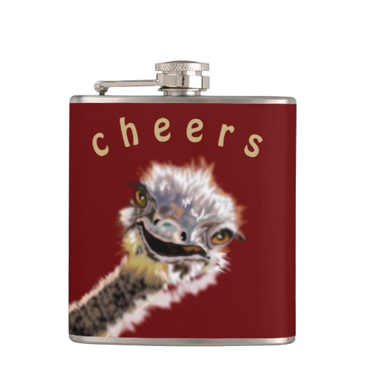 Grappige Flask Speelse struisvogel gejuich - aange Heupfles (Voorkant)