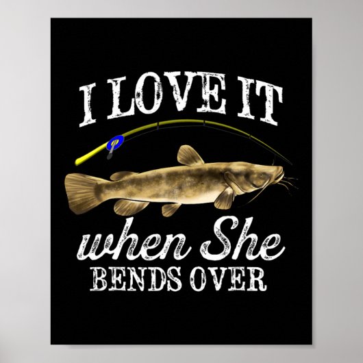 Grappige Flathead Meerval Vissen Zoetwatervis Gra Poster (Voorkant)