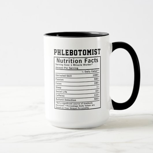Grappige Flebotomist Voedingsfeiten Medisch Cadeau Mok (Rechts)