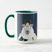 Grappige 'Fleece Navidad' Schaap Cartoon Blauw Gri Mok (Links)