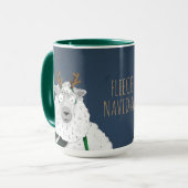 Grappige 'Fleece Navidad' Schaap Cartoon Blauw Gri Mok (Voorkant links)