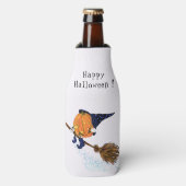 Grappige fles koeler halloween heks pompoen vliege (Fles Voorkant)