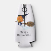 Grappige fles koeler halloween heks pompoen vliege (Achterkant)