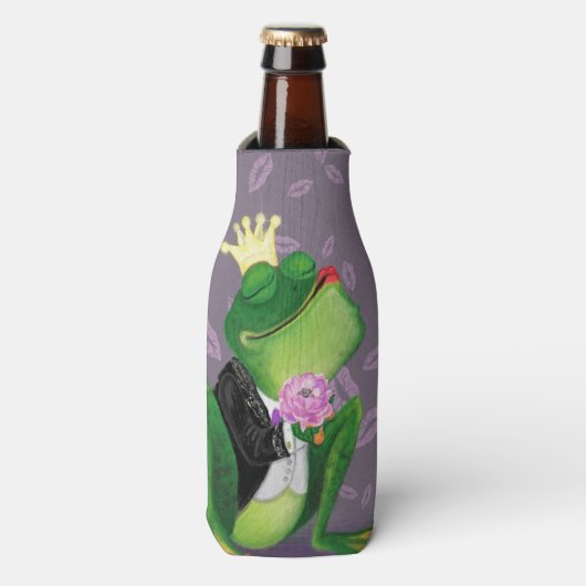 Grappige Fleskoeler met Kikker Prins Flesjeskoeler (Fles Voorkant)
