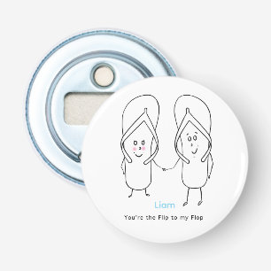 Grappige flesopener, leuk stel, teenslippers button flesopener