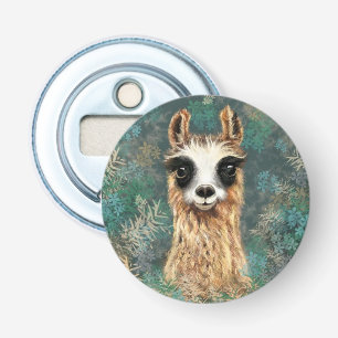 Grappige flesopener met nieuwsgierige lama button flesopener