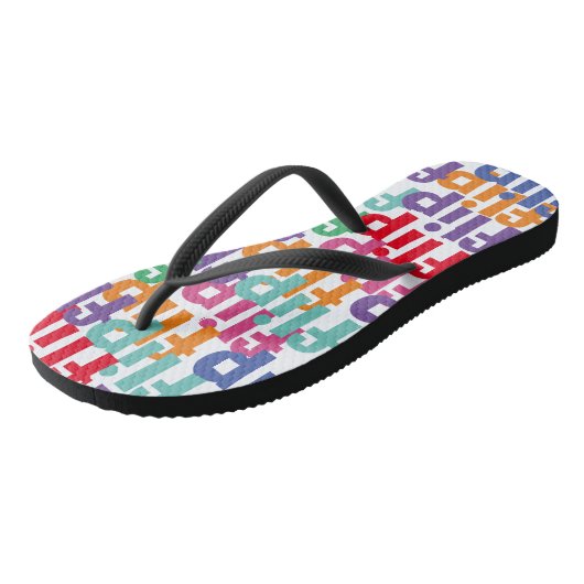 Grappige Flip & Flop Kleurrijke Wordplay Pun Lover Teenslippers (Schuin)