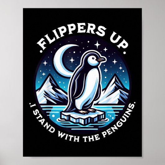 Grappige flippers omhoog Ik sta met de pinguïns Poster (Voorkant)