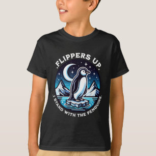 Grappige flippers omhoog Ik sta met de pinguïns T-shirt