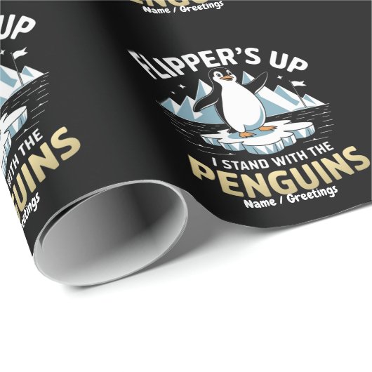 Grappige Flippers Omhoog, Sta Bij De Moedige Pingu Cadeaupapier (Rol Hoek)
