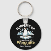 Grappige Flippers Omhoog, Sta Bij De Moedige Pingu Sleutelhanger (Voorkant)