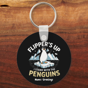 Grappige Flippers Omhoog, Sta Bij De Moedige Pingu Sleutelhanger