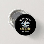 Grappige flippers omhoog, sta met de pinguïns vet ronde button 3,2 cm (Voorkant /achterkant)