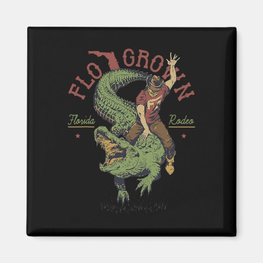 Grappige Flo Grown Florida Rodeo Magneet (Voorkant)