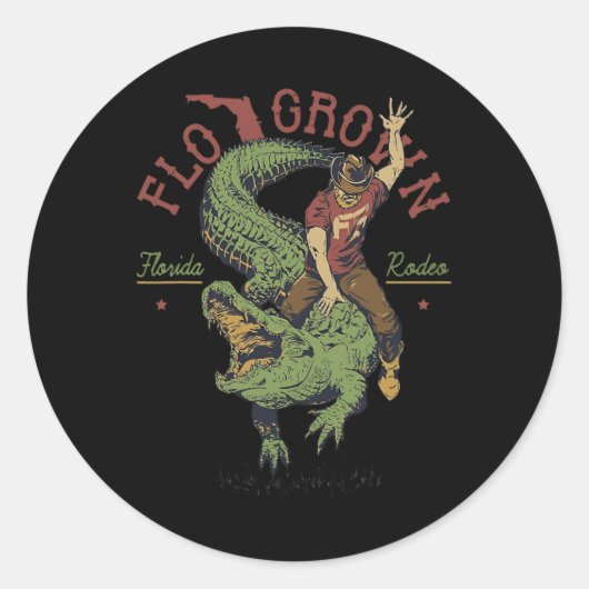 Grappige Flo Grown Florida Rodeo Ronde Sticker (Voorkant)