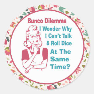 Grappige Floral Bunco Retro speler Ronde Sticker