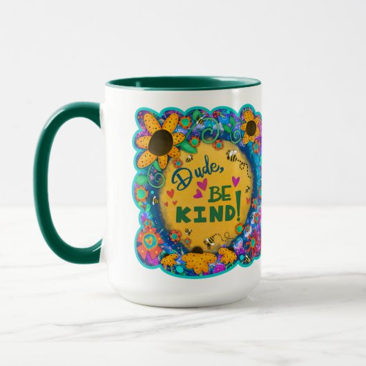 Grappige Floral Dude Be Kind Inspirity Vriendelijk Mok (Links)