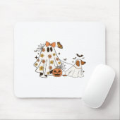 Grappige Floral Ghost Walking Dog Halloween Ghost Muismat (Met muis)