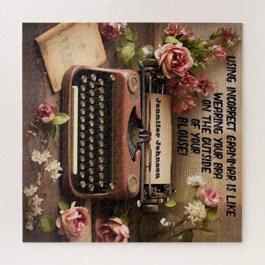 Grappige Floral Typewriter Puzzel (Horizontaal)