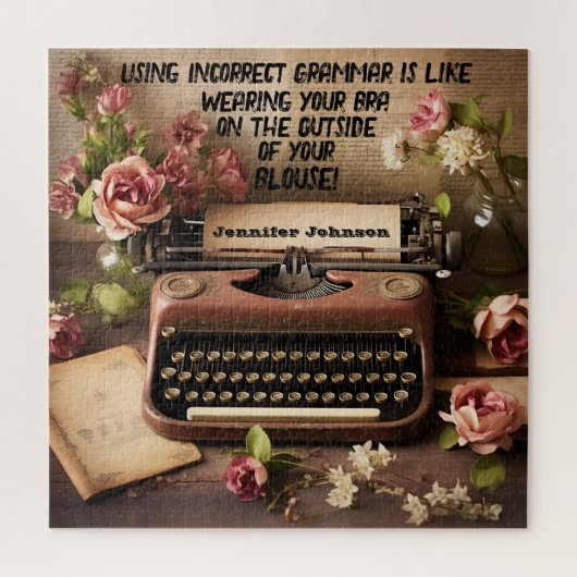 Grappige Floral Typewriter Puzzel Legpuzzel (Verticaal)