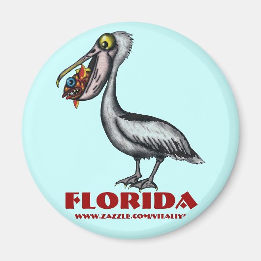 Grappige Florida pelikaan en vismagneet Magneet (Voorkant)