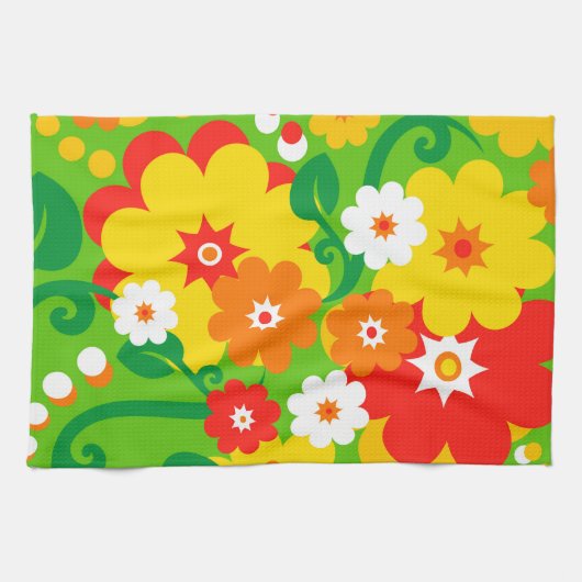 Grappige Flower Power Behang Theedoek (Horizontaal)