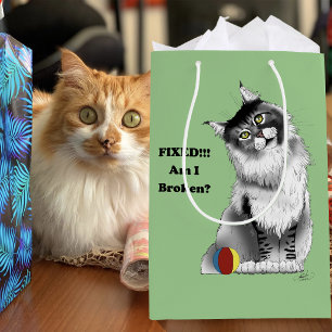 Grappige Fluffy Maine Coon Kat Groene Humor Medium Cadeauzakje