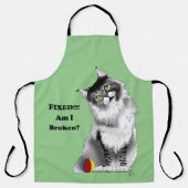 Grappige Fluffy Maine Coon Kat Groene Humor Schort (Voorkant)
