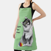 Grappige Fluffy Maine Coon Kat Groene Humor Schort (Insitu)