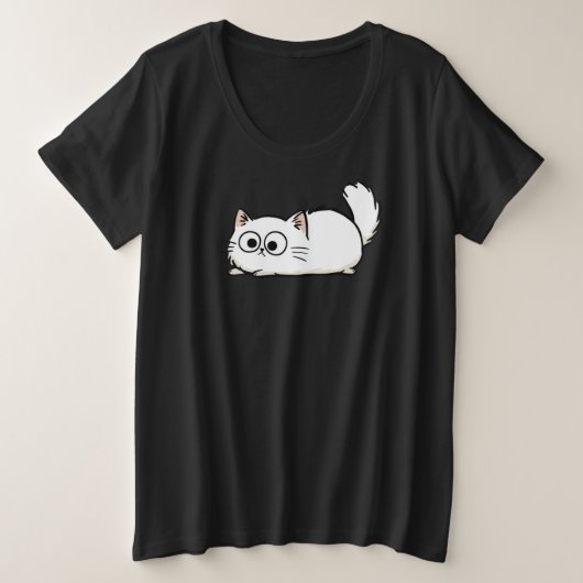Grappige Fluffy Staart Kat Grote Maat T-shirt (Design voorkant)