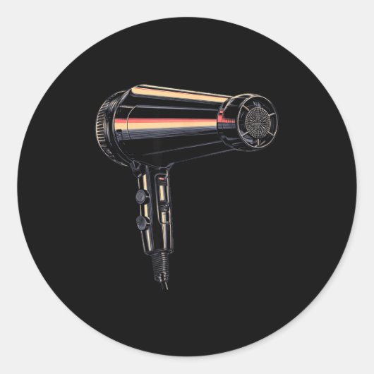 Grappige föhn grafische kostuum ronde sticker (Voorkant)