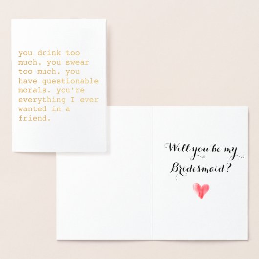 Grappige folie bruidsmeisje kaart (Display)