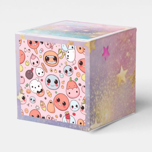 Grappige Foodie monsters gezichten Bedankdoosjes (Voorkant Zijde)