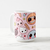 Grappige Foodie monsters gezichten Koffiemok (Voorkant links)