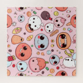 Grappige Foodie monsters gezichten Legpuzzel (Horizontaal)